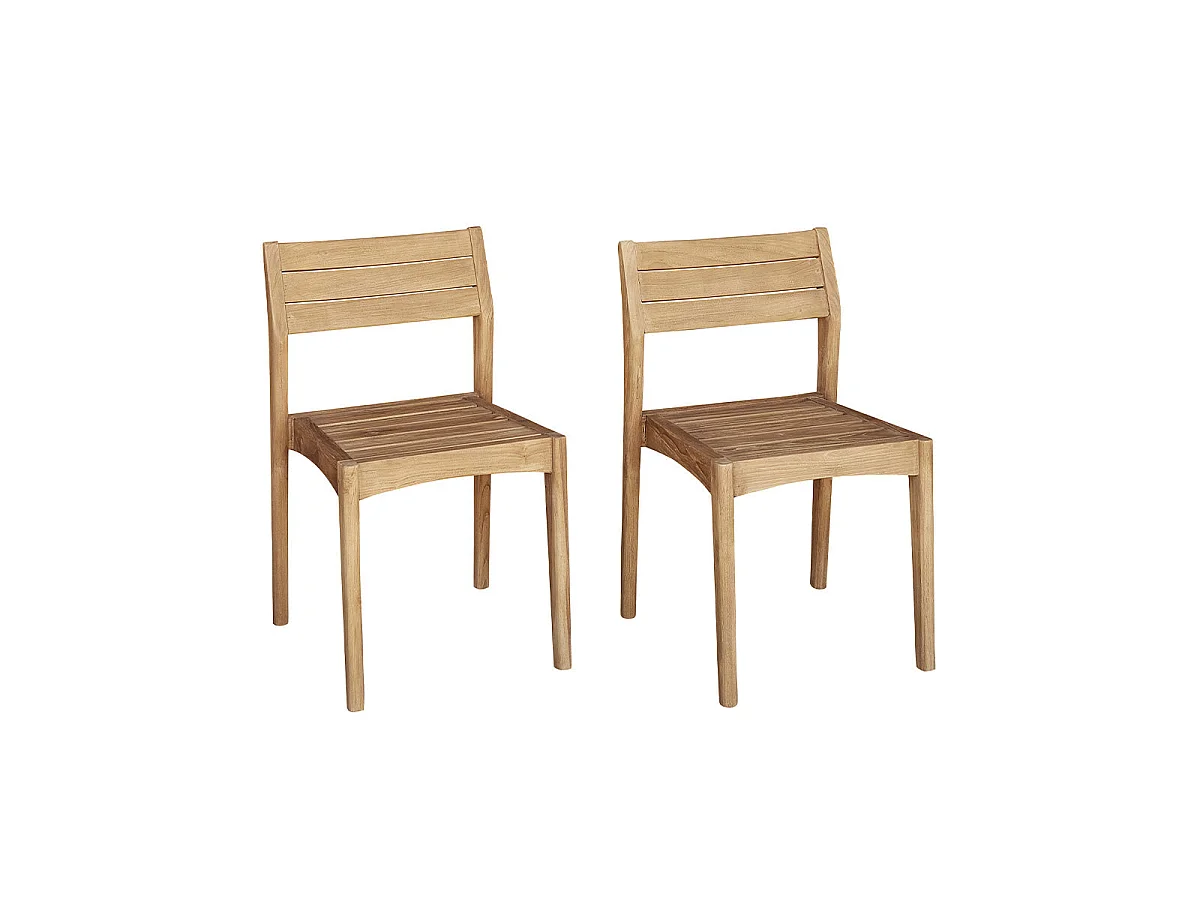 Lot de 2 chaises de jardin en teck massif