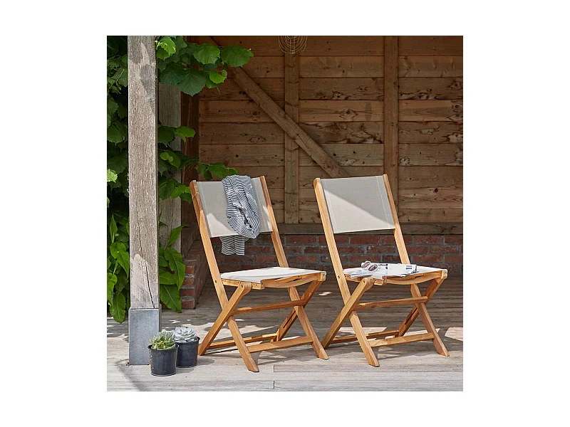 2 sillas de jardín de acacia maciza