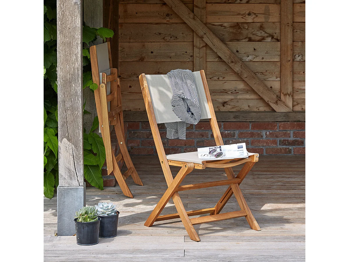 Lot de 2 chaises de jardin en bois d'acacia massif