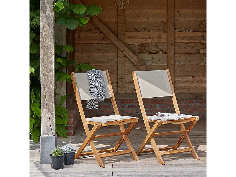Lot de 2 chaises de jardin en bois d'acacia massif