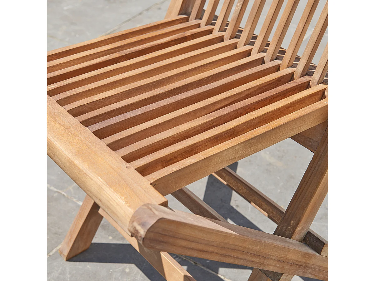 Set di 4 sedie da giardino pieghevoli in teak oliato massello