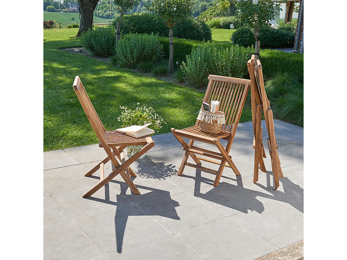 Lot de 4 chaises de jardin en teck huilé massif pliante