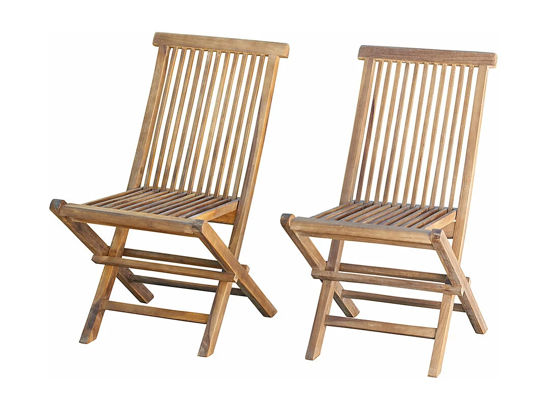 Set di 2 sedie da giardino pieghevoli in legno massello di teak oliato
