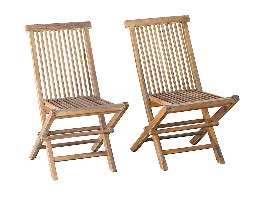 Set di 2 sedie da giardino pieghevoli in legno massello di teak oliato