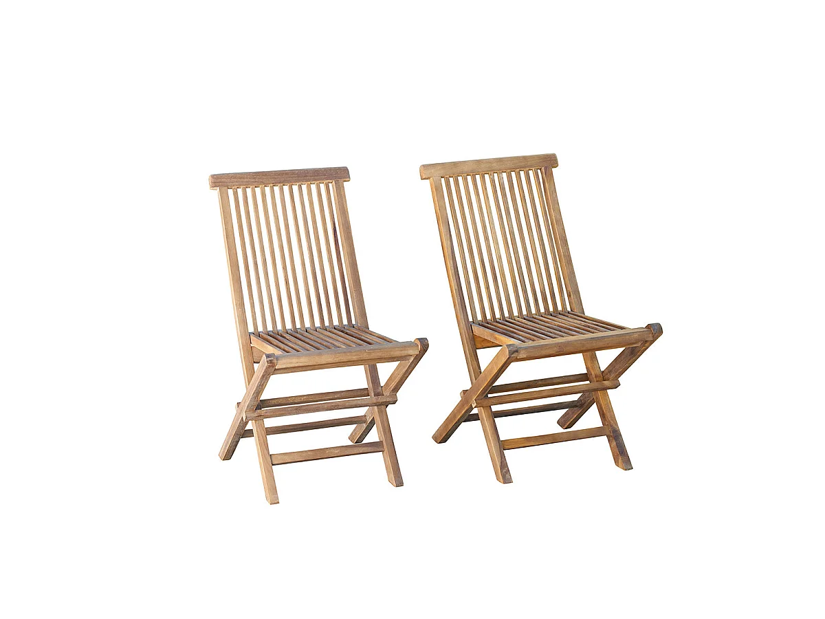 2 sedie da giardino pieghevoli in teak massello oliato