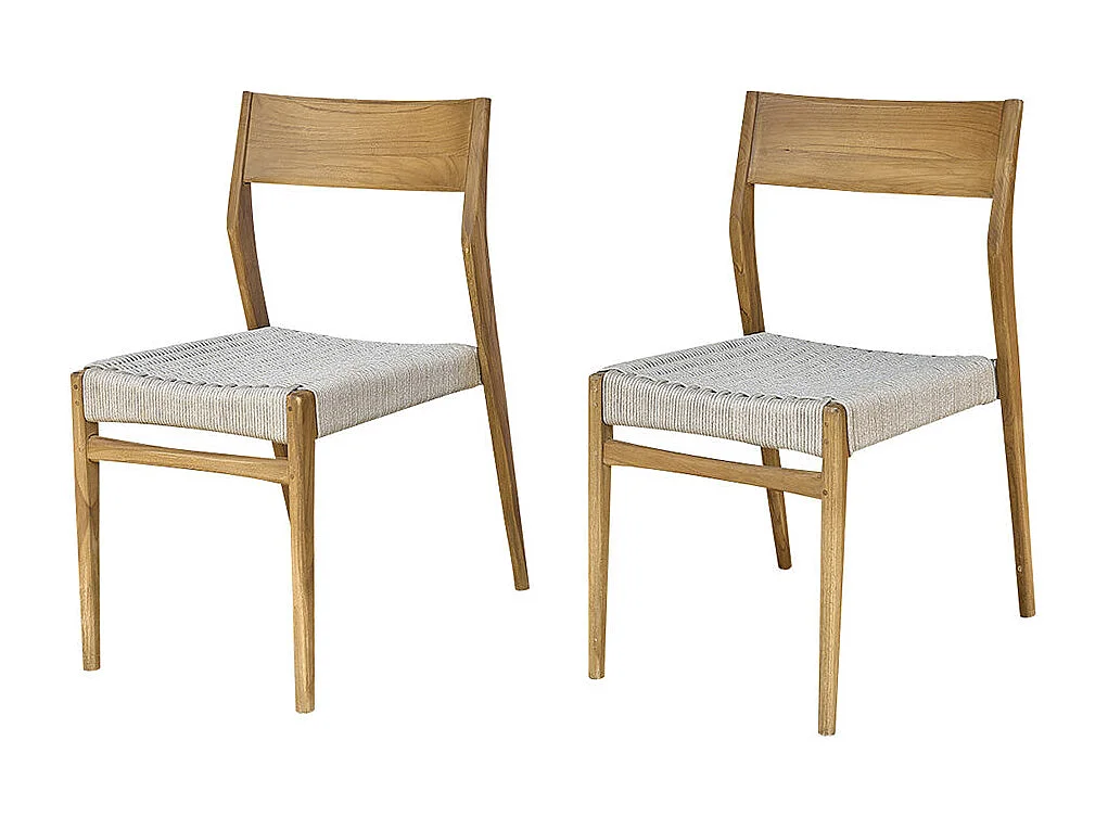 Set di 2 sedie da giardino in teak e corda
