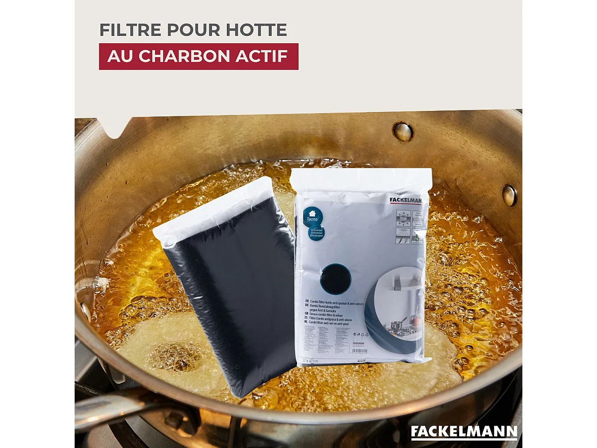 Filtre pour hotte polyester combiné charbon actif 57 x 47 cm Fackelmann Accessoires pour hotte et friture