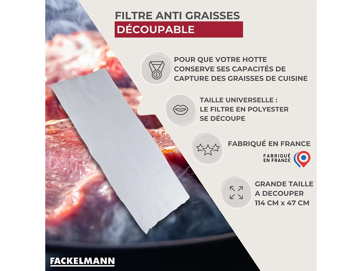 Filtre pour hotte anti-graisse 114 x 47 cm Fackelmann Accessoires pour hotte et friture