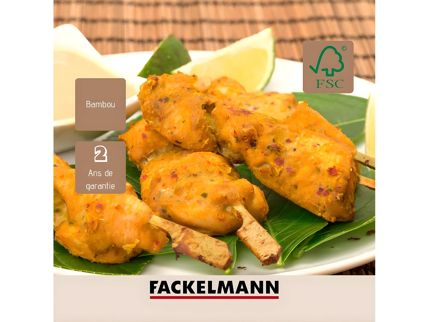 Lot de 100 pics à brochettes en bois 25 cm Fackelmann Basic