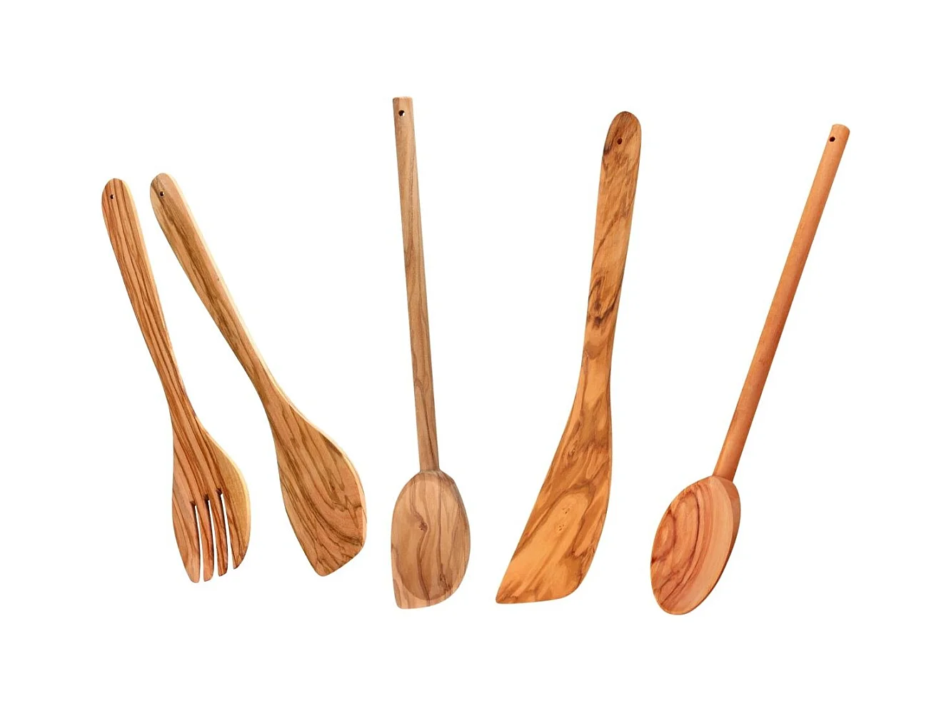 Ensemble de couverts à salade, cuillères et spatule Fackelmann Édition Bois d'olivier