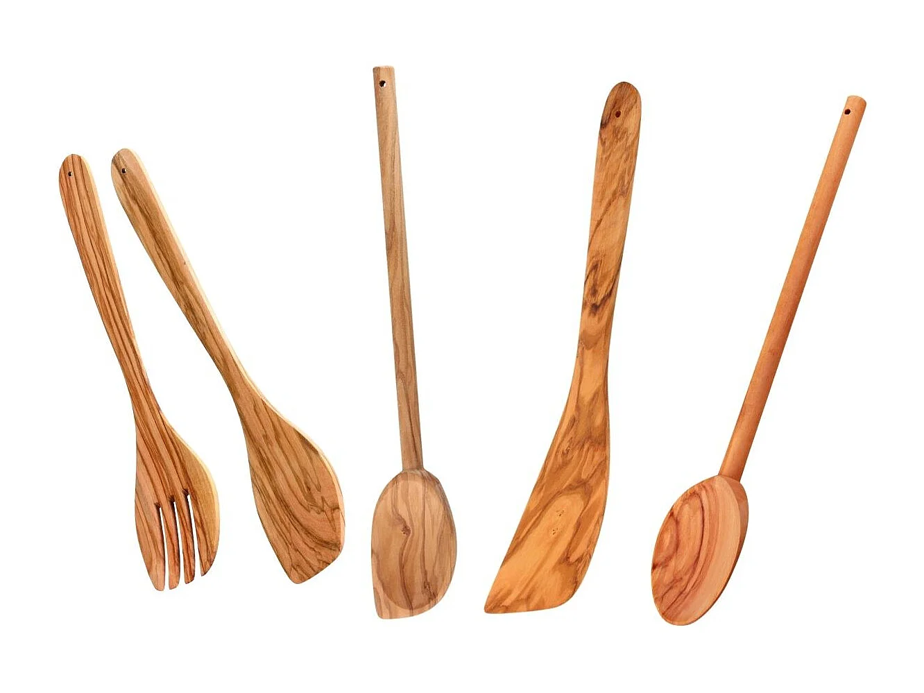 Ensemble de couverts à salade, cuillères et spatule Fackelmann Édition Bois d'olivier