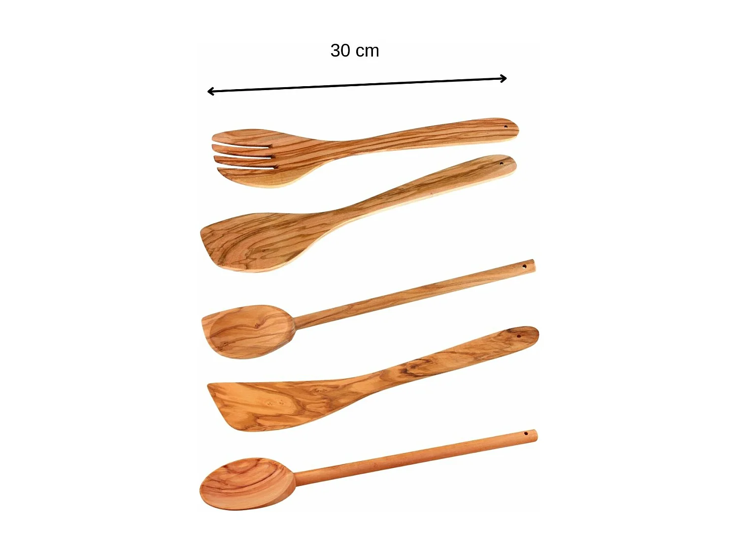 Ensemble de couverts à salade, cuillères et spatule Fackelmann Édition Bois d'olivier