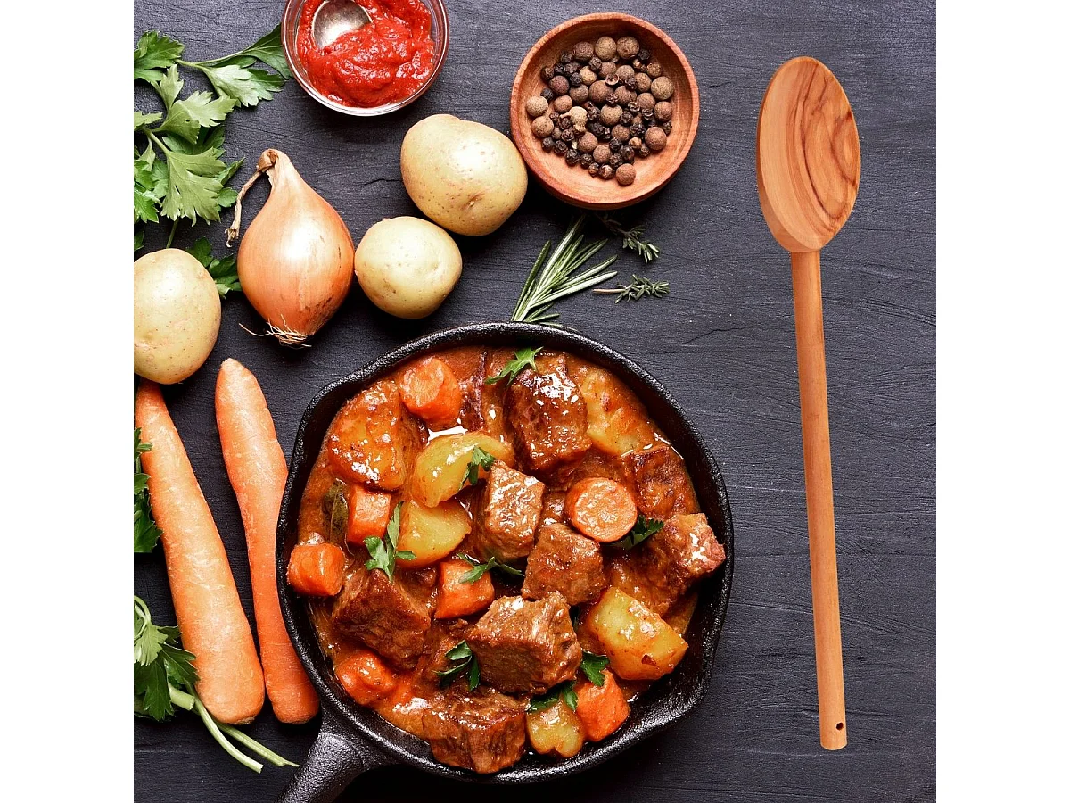 Ensemble de couverts à salade, cuillères et spatule Fackelmann Édition Bois d'olivier