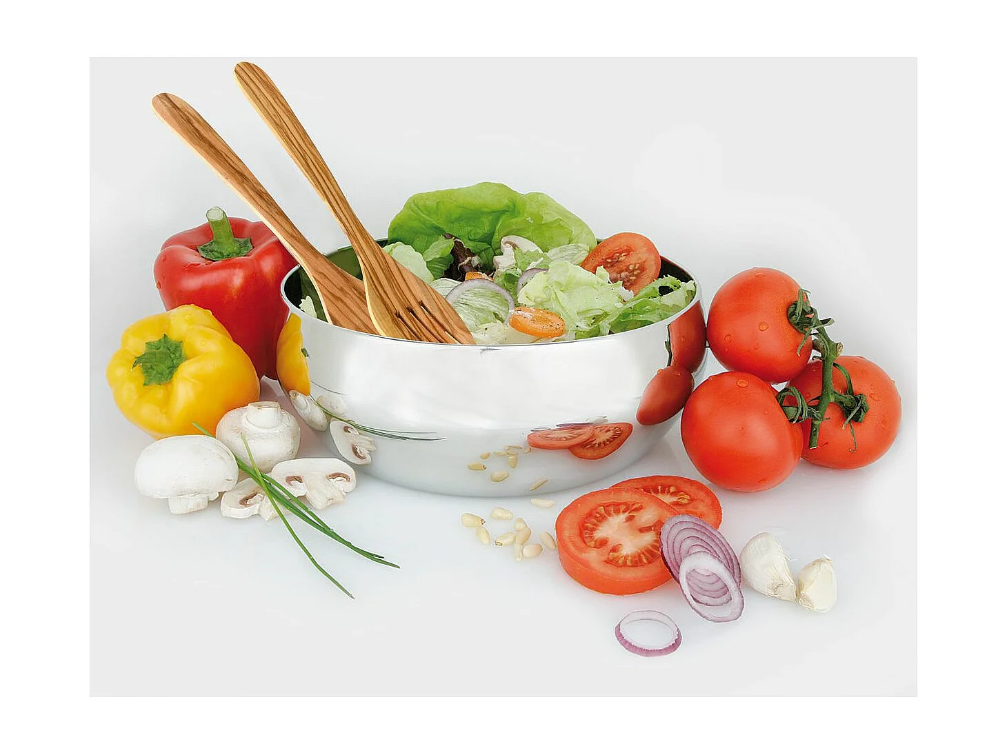 Ensemble de couverts à salade, cuillères et spatule Fackelmann Édition Bois d'olivier