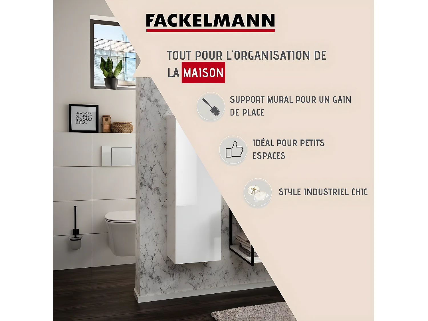 Brosse de toilette murale Fackelmann New York