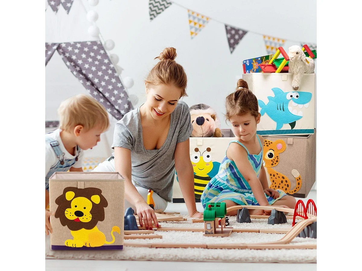 Boîte de rangement en tissu pour enfant "requin" sur fond clair, compatible Ikea Kallax Lifeney