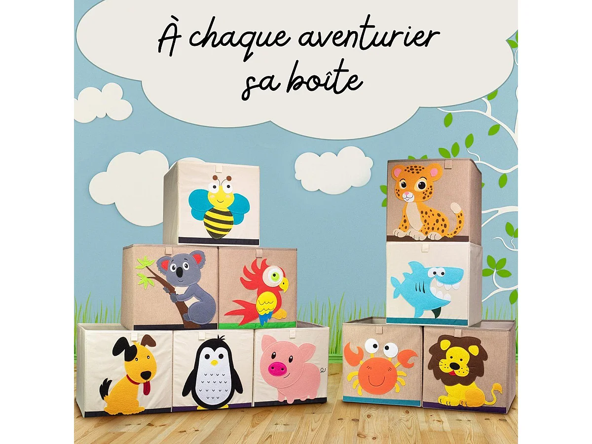 Boîte de rangement en tissu pour enfant "requin" sur fond clair, compatible Ikea Kallax Lifeney