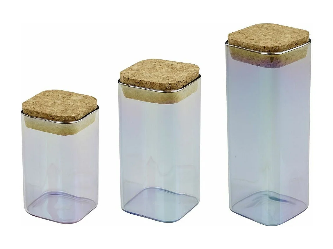 Set de 3 boîtes de conservation en verre avec couvercle 280 ml + 330 ml + 450 ml Tasty Green