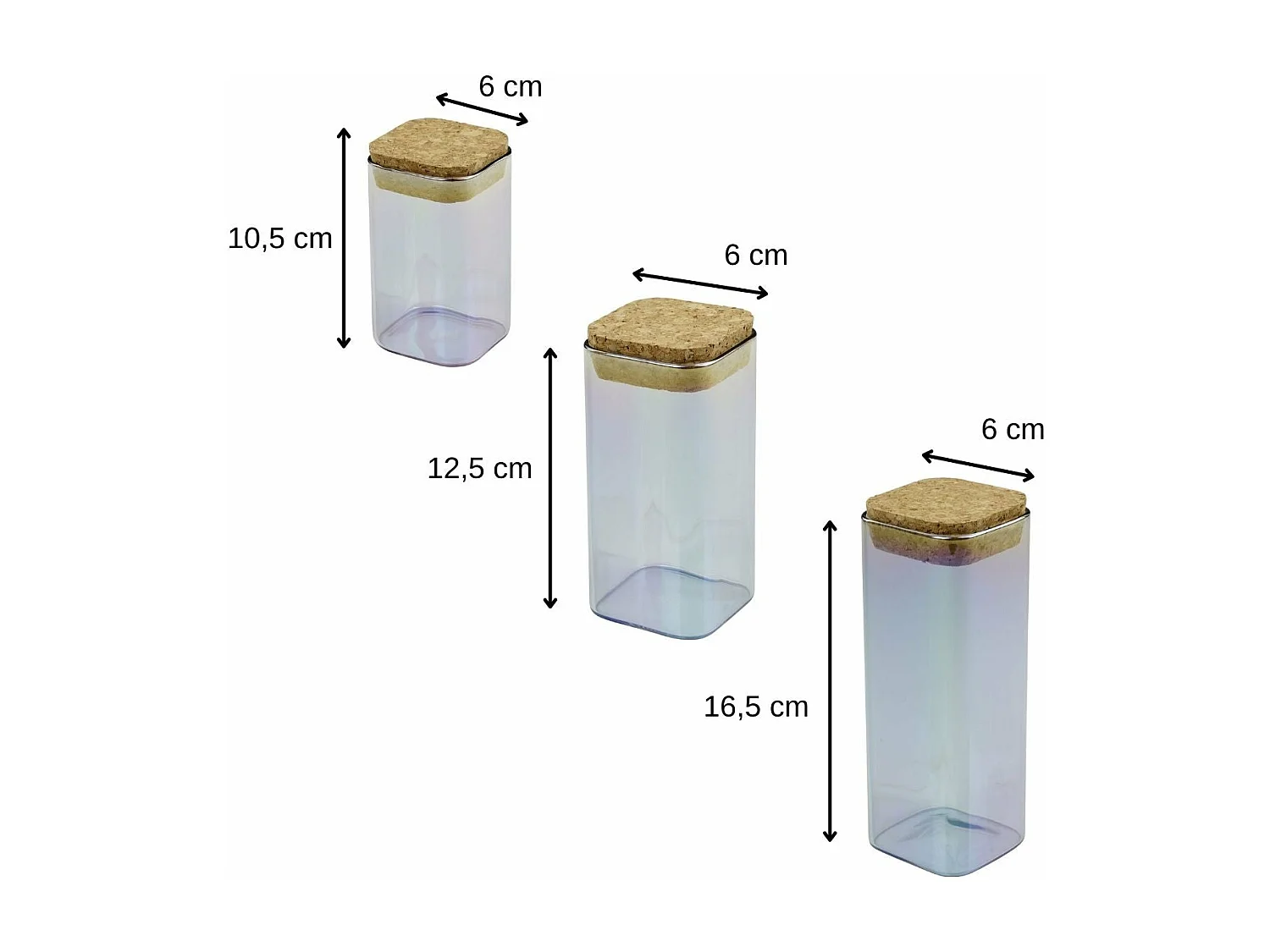 Set de 3 boîtes de conservation en verre avec couvercle 280 ml + 330 ml + 450 ml Tasty Green
