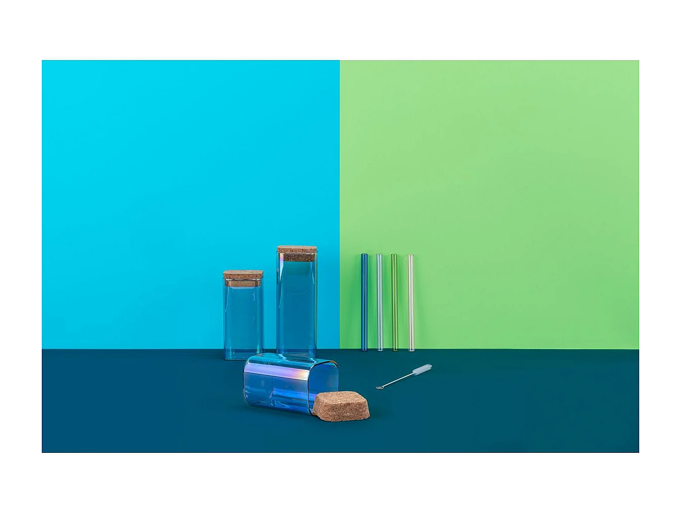 Set de 3 boîtes de conservation en verre avec couvercle 280 ml + 330 ml + 450 ml Tasty Green