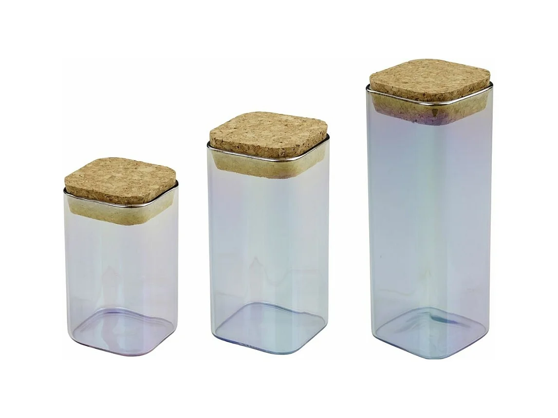 Set de 3 boîtes de conservation en verre avec couvercle 280 ml + 330 ml + 450 ml Tasty Green