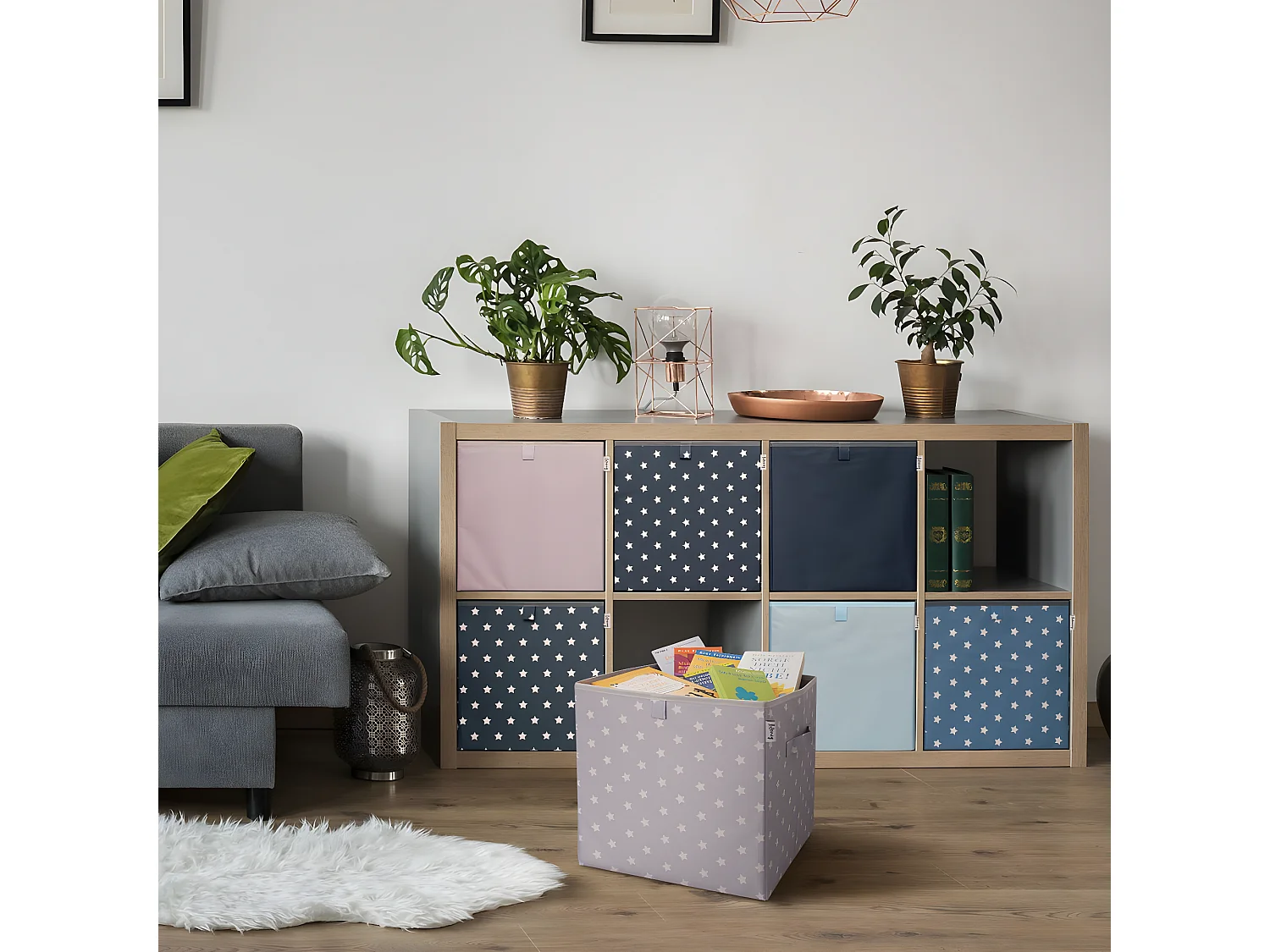 Boîte de rangement coloris rose, compatible avec l'étagère IKEA KALLAX Lifeney