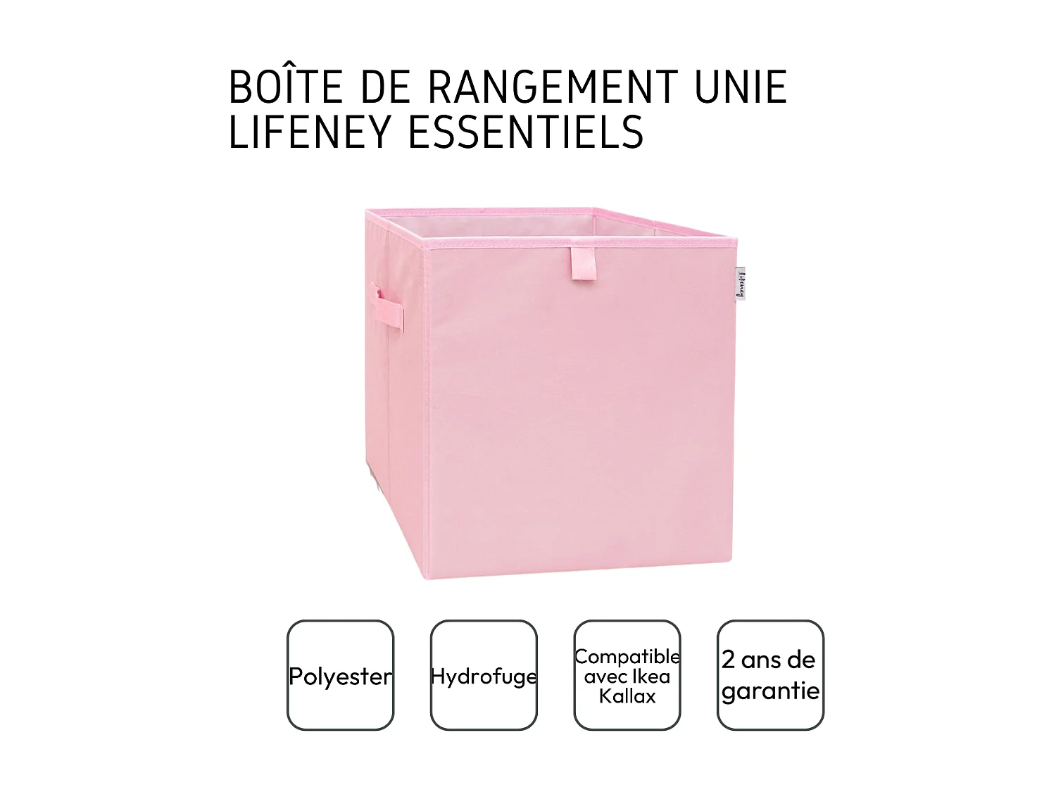 Boîte de rangement coloris rose, compatible avec l'étagère IKEA KALLAX Lifeney