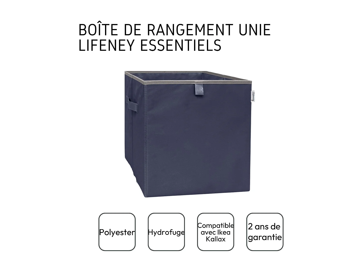 Boîte de rangement coloris bleu foncé, compatible avec l'étagère IKEA KALLAX Lifeney