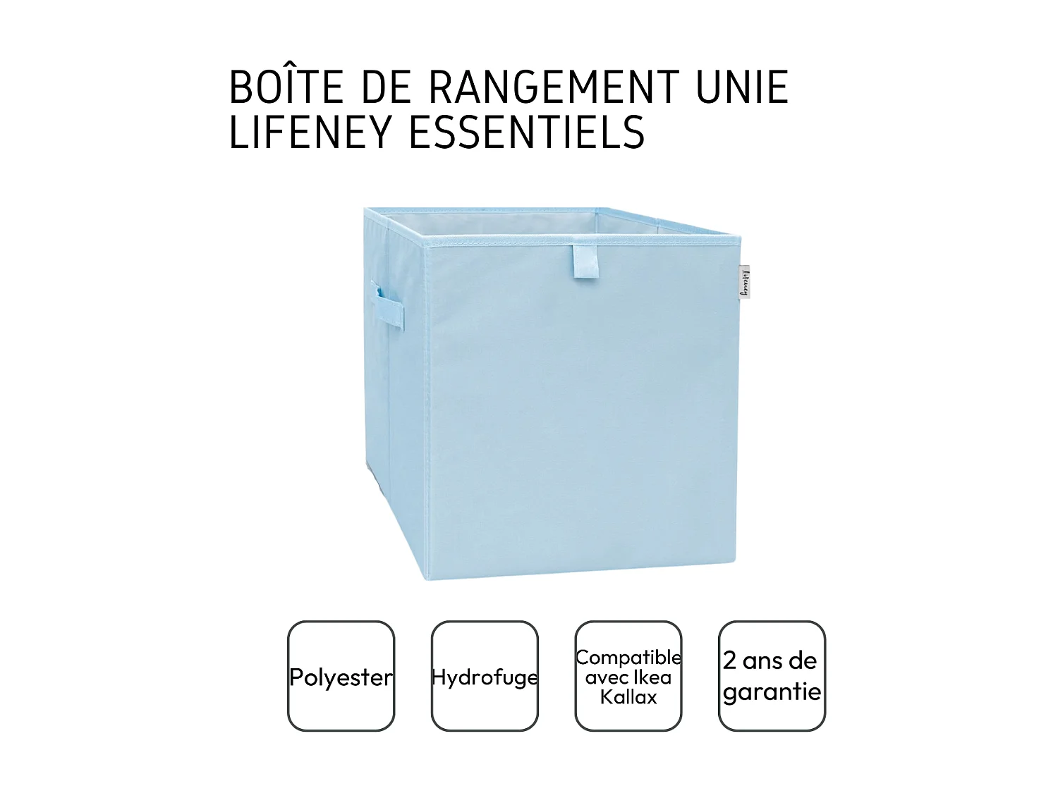 Boîte de rangement coloris bleu clair, compatible avec l'étagère IKEA KALLAX Lifeney