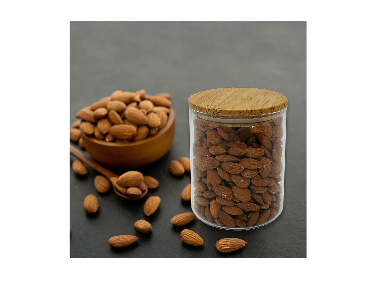 Set de 4 boîtes de conservation en verre avec couvercle en Bambou Fackelmann Nature