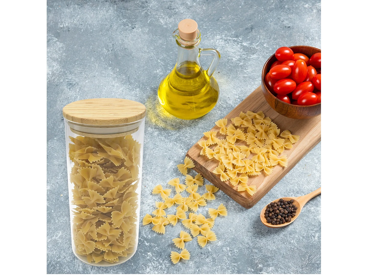 Set de 4 boîtes de conservation en verre avec couvercle en Bambou Fackelmann Nature