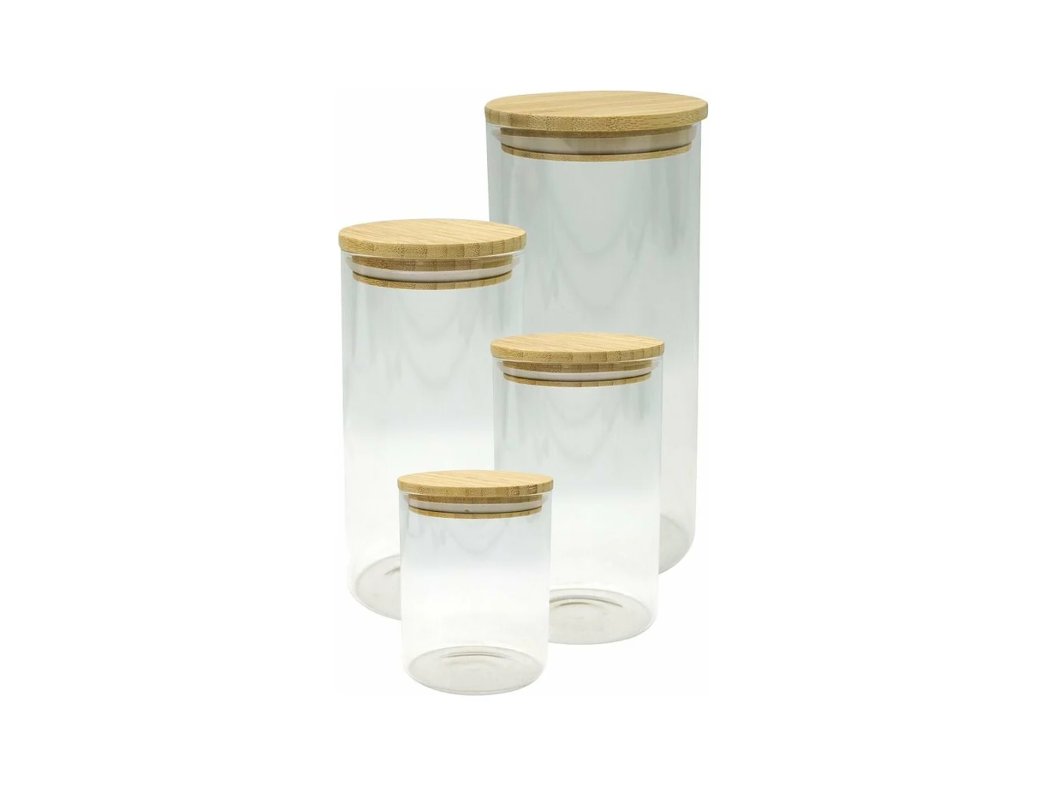 Set de 4 boîtes de conservation en verre avec couvercle en Bambou Fackelmann Nature