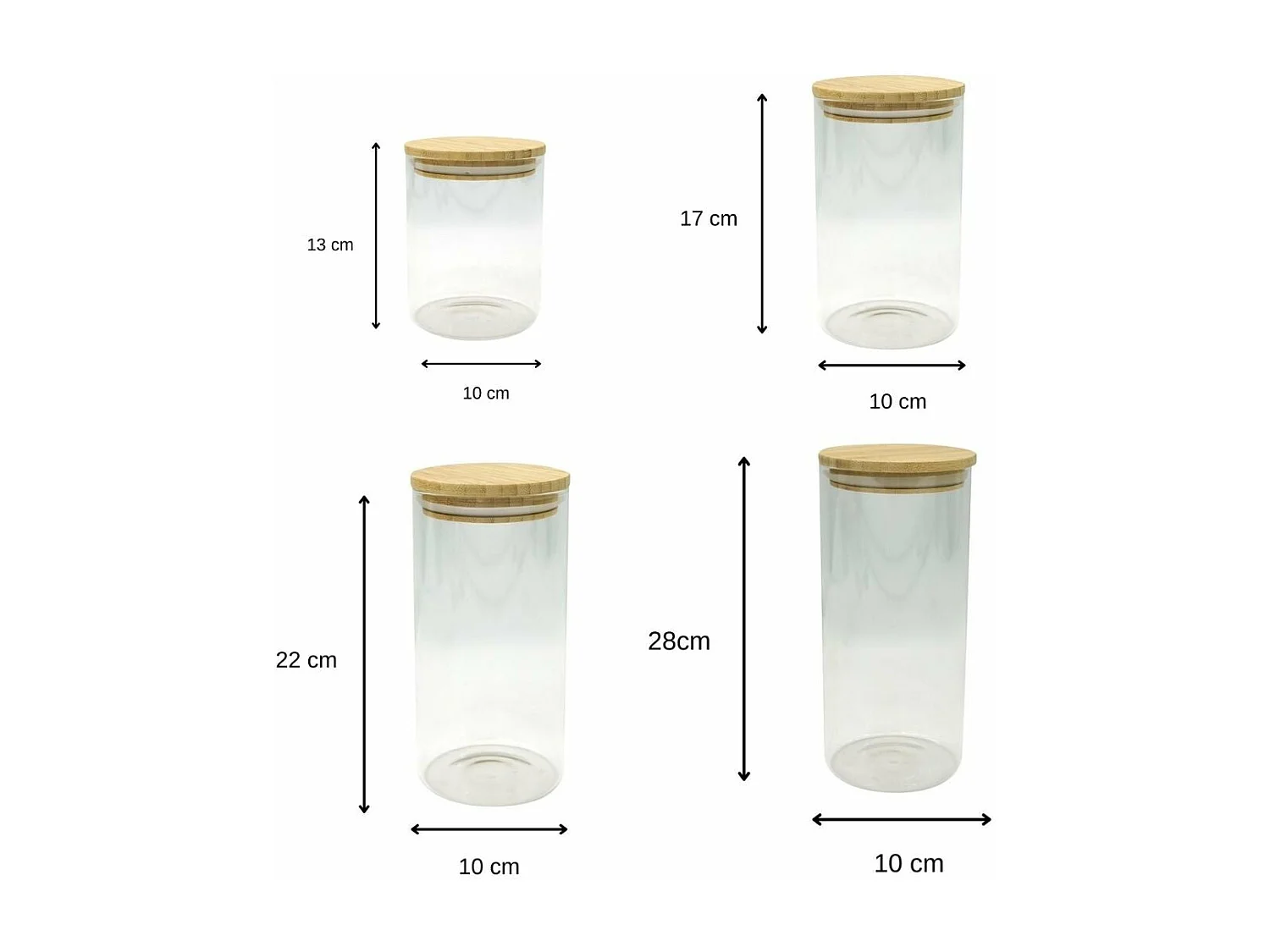 Set de 4 boîtes de conservation en verre avec couvercle en Bambou Fackelmann Nature