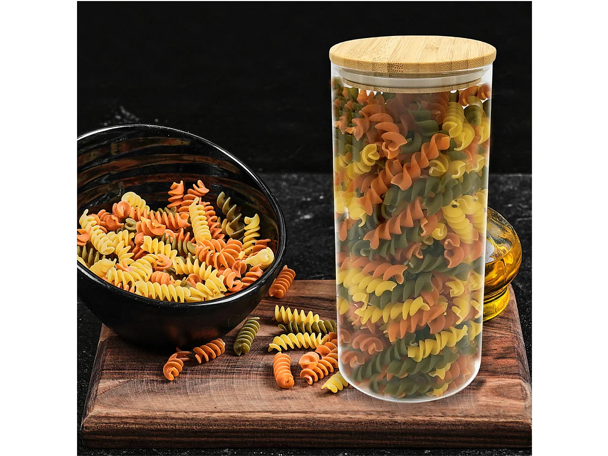 Set de 4 boîtes de conservation en verre avec couvercle en Bambou Fackelmann Nature