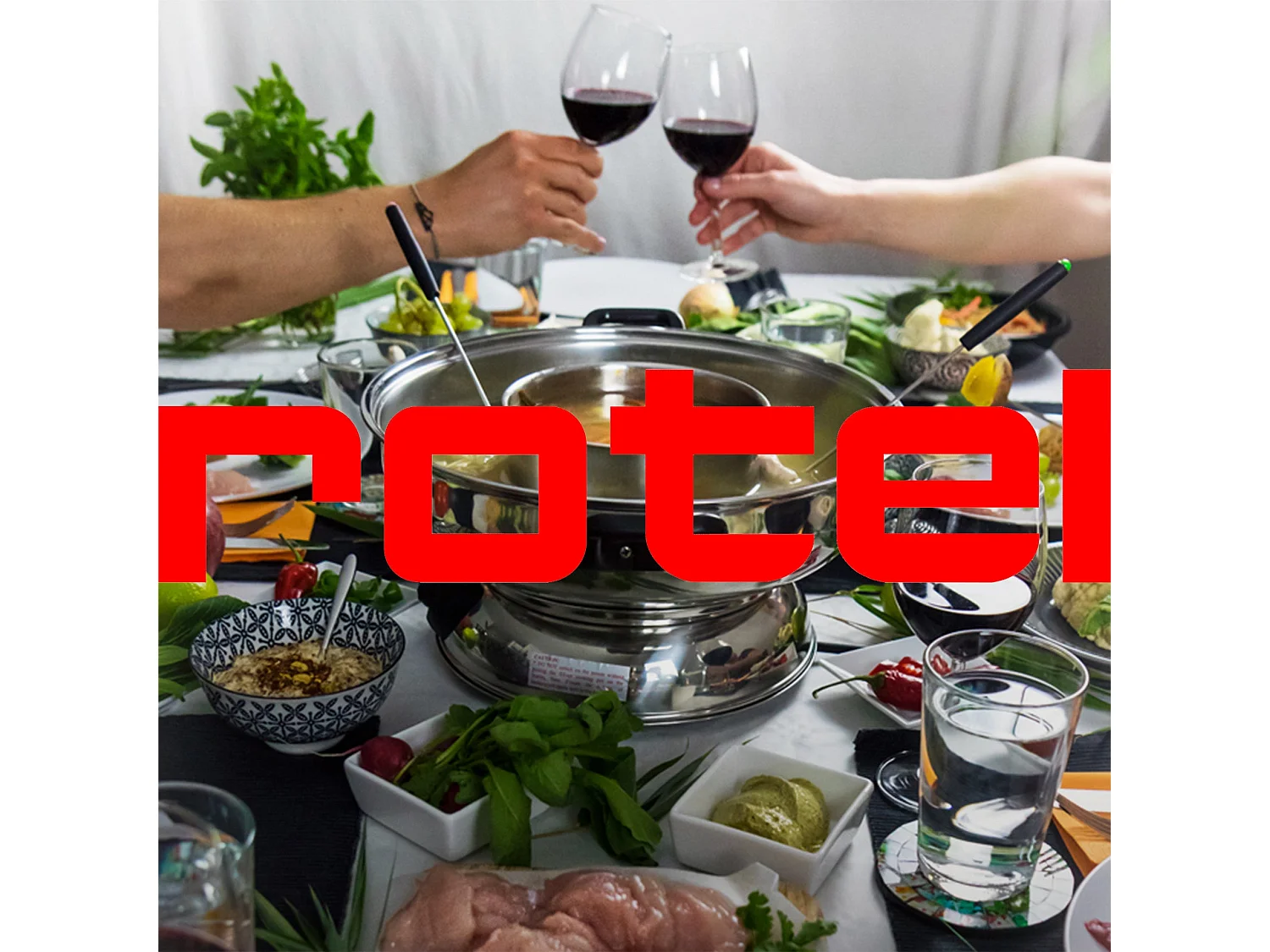 Appareil à fondue chinoise 2 compartiments avec fourchettes et passoires Rotel