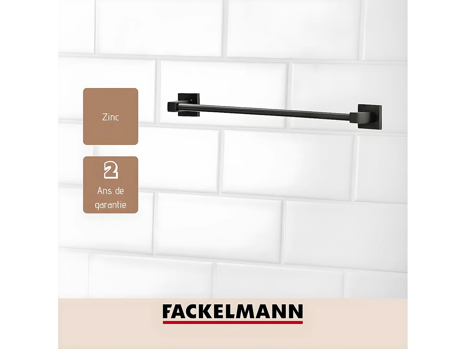 Porte serviette mural vertical noir mat Fackelmann New York