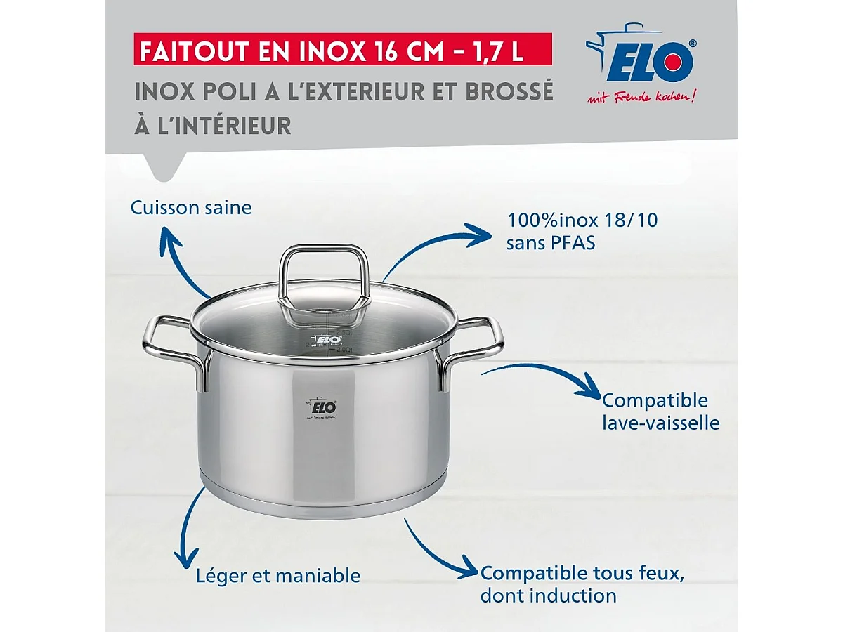 Faitout en inox 16 cm de 1,7 litres Elo Citrin