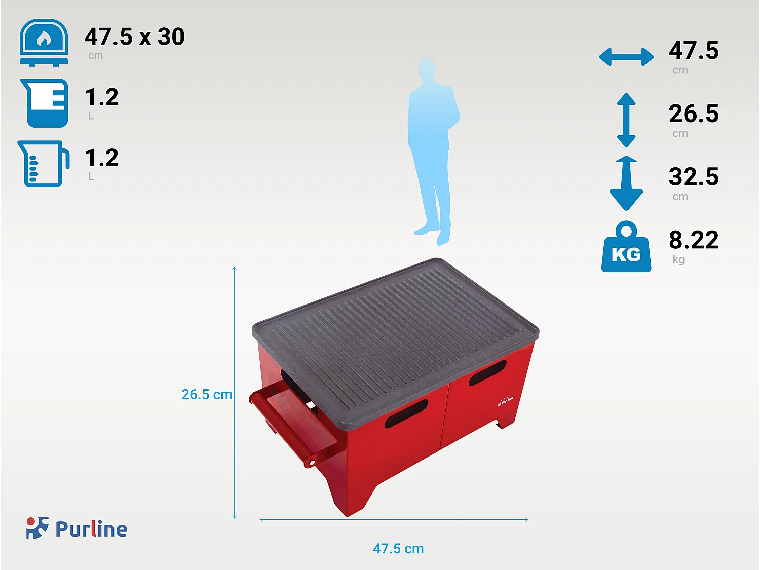 Barbecue à l'éthanol 1.2L en acier rouge
