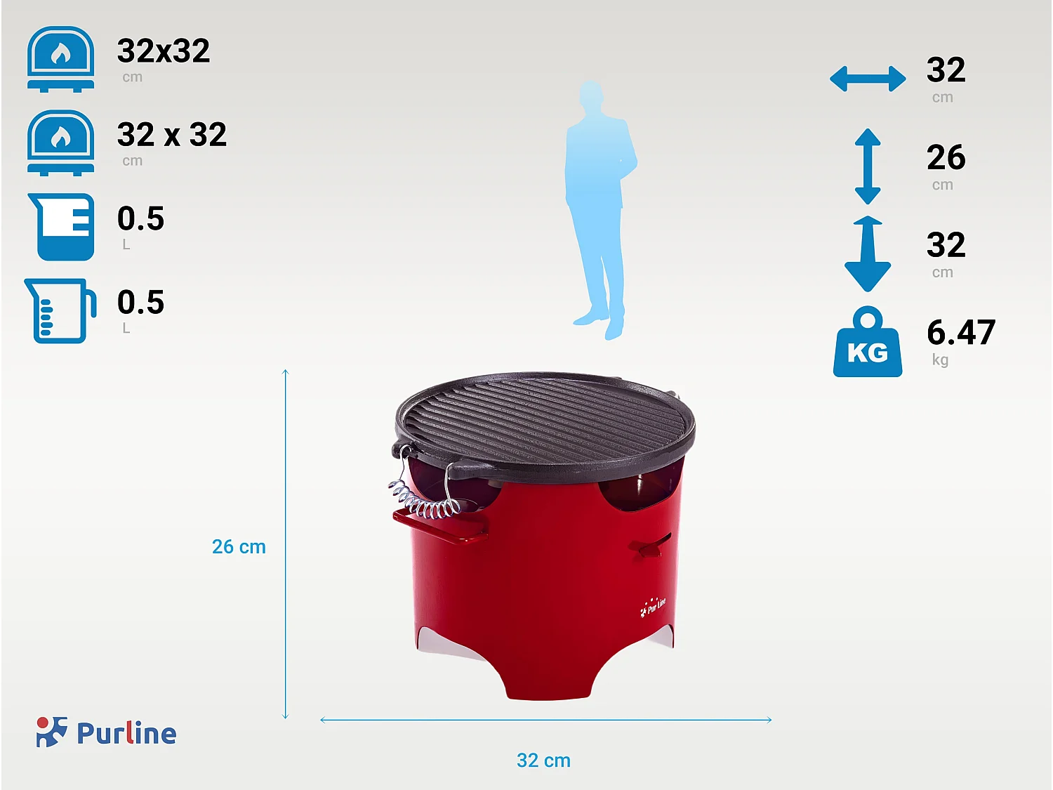 Barbecue à l'éthanol 0.5L en acier rouge