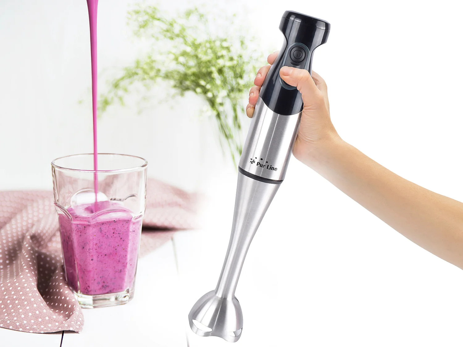 Mixeur plongeant avec verre 500ml 800W noir