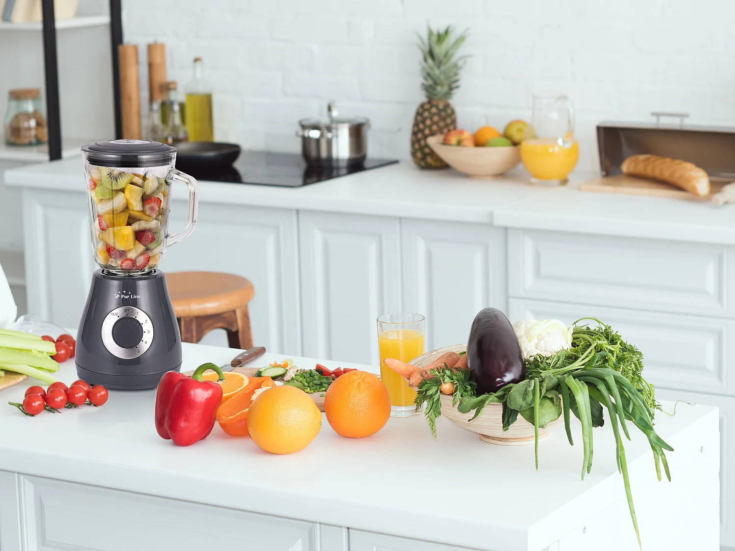 Liquidificador de jarro de vidro com 5 ajustes de velocidade