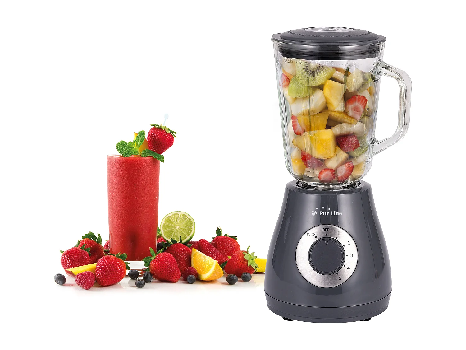 Liquidificador de jarro de vidro com 5 ajustes de velocidade