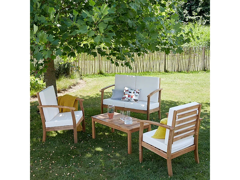 Salon de jardin en acacia massif 4 places