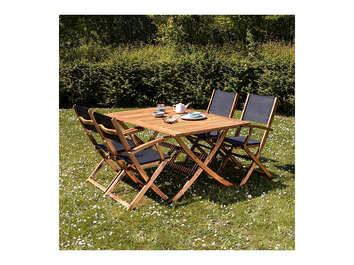 Salon de jardin en acacia massif 4 places