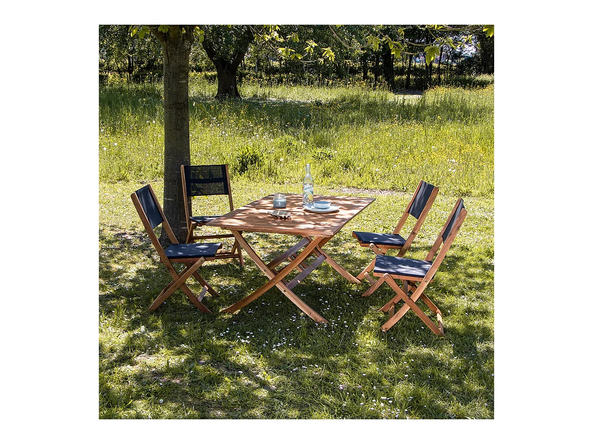 Salon de jardin en acacia massif 4 places