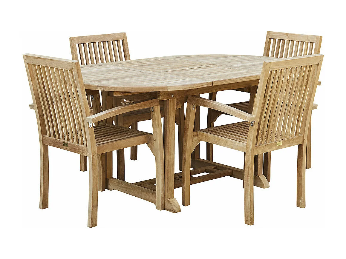 Salon de jardin en teck massif extensible 4/6 places
