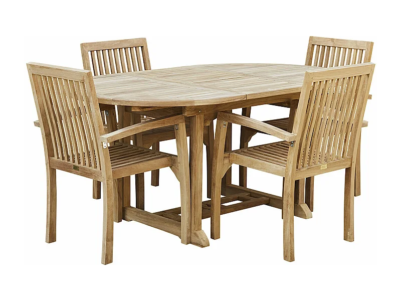 Salon de jardin en teck massif extensible 4/6 places