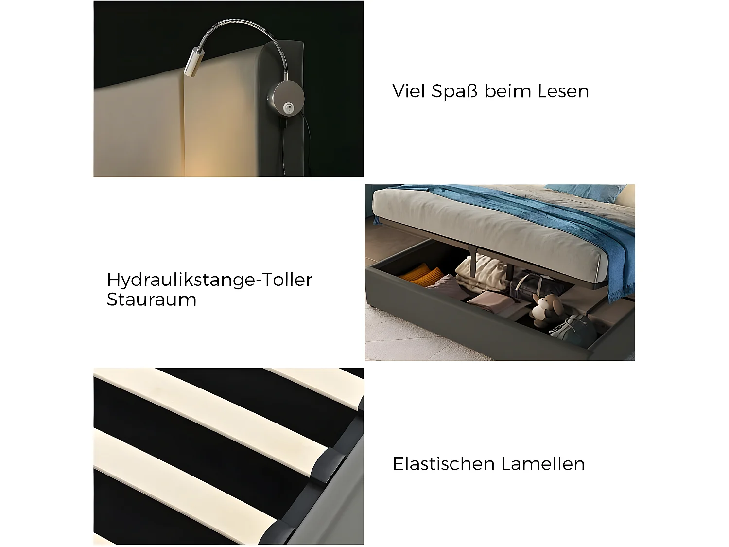 Cama acolchoada para adulto 180 x 808 cm, sem cabeceira, com faixa LED (monocromática), base com suspensão hidráulica, bege.