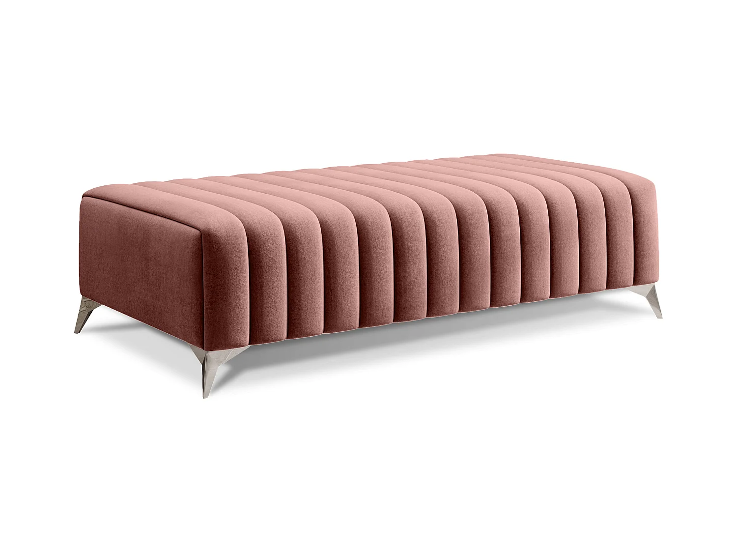 Pouf design velours avec pieds en acier chromé LOZA-Rose