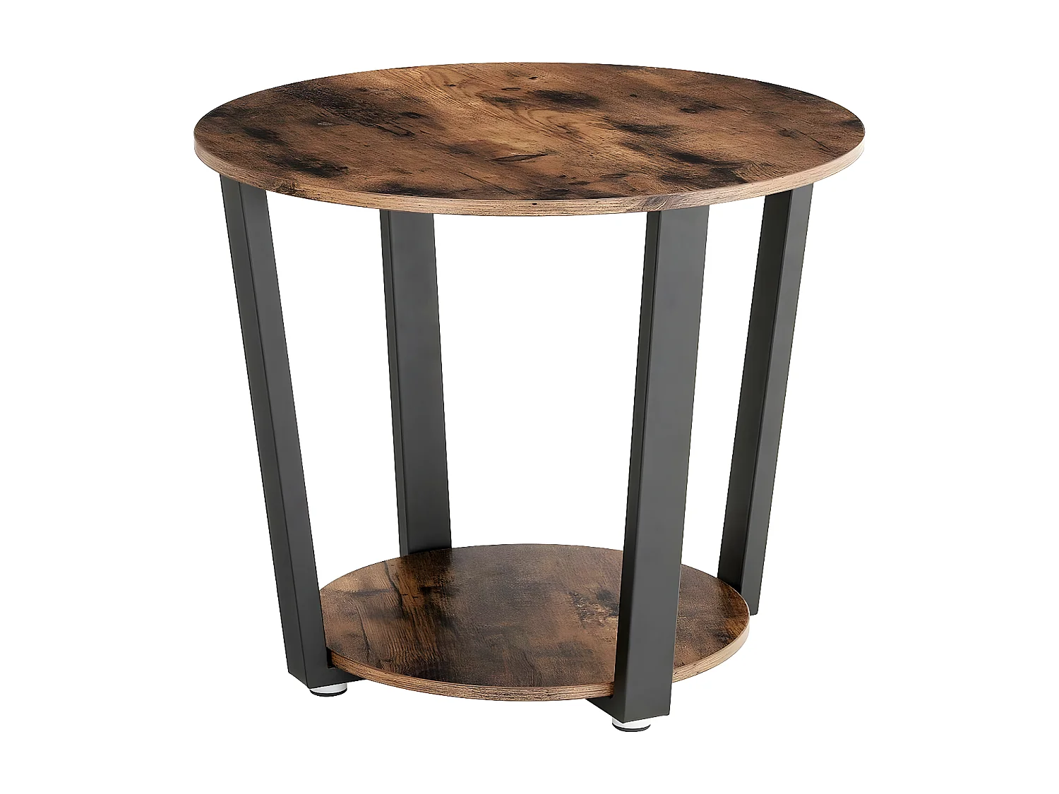 Couchtisch "Rund" mit Stahlstruktur - 50 x 50 x 57 cm - Rustikal braun / schwarz
